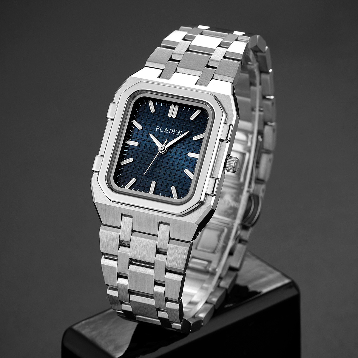 Luxury Watch Maker - 高級ブランドブルーダイヤルマン高品質クォーツ時計男性用スクエアステンレス鋼防水クォーツ時計メンズ