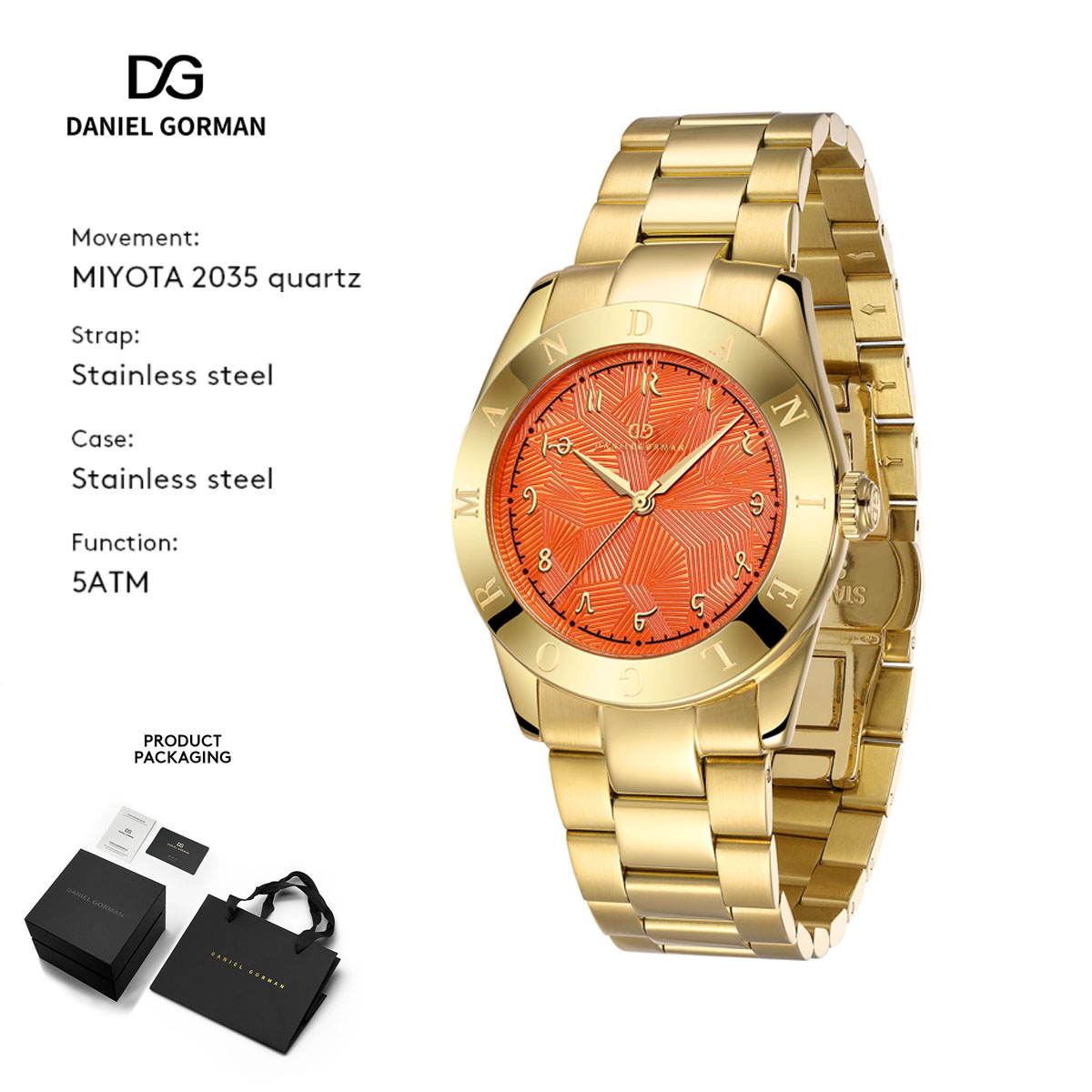 Luxury Watch Gift For Her - ダニエル・ゴーマン ドーパミンシリーズ レディース クォーツ腕時計 - ゴールドブレスレット