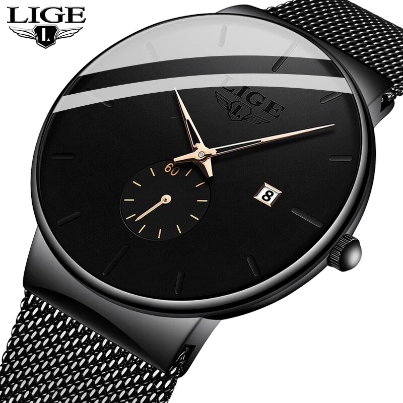 Luxury Watch Top 10 - Ligeファッションメンズ腕時計トップブランド高級クォーツ時計メンズカジュアルスリムメッシュスチール防水スポーツウォッチ