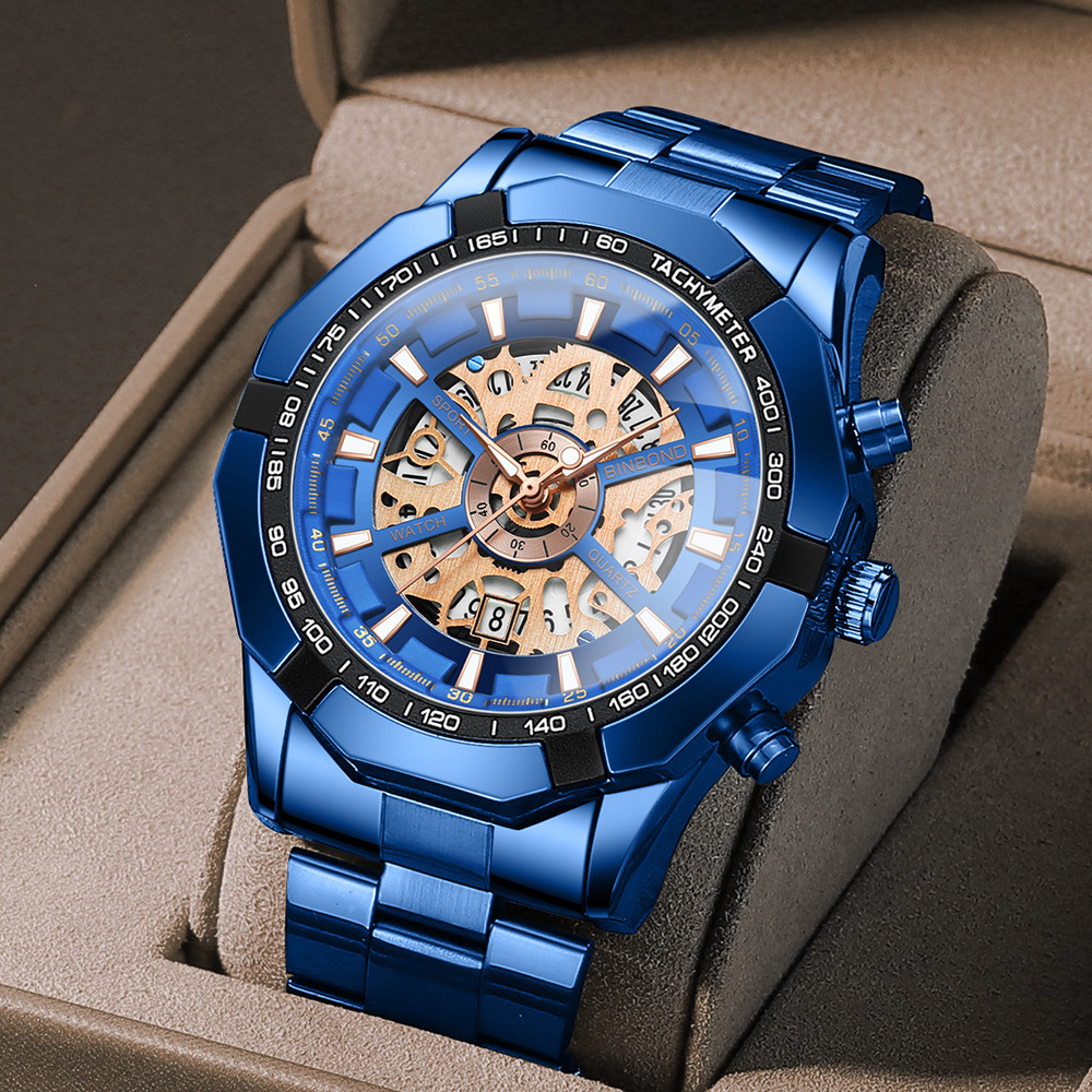 Luxury Watch Maker - UTHAI メンズ腕時計ライト高級ブランドビジネス中空発光防水ステンレス鋼金属ストラップ男性ファッションクォーツ時計