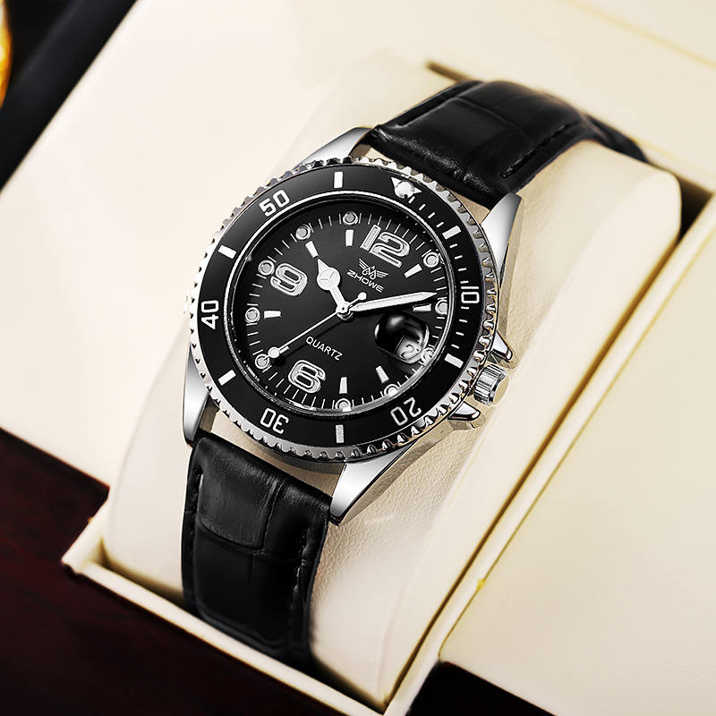 Luxury Watch Top 10 - 最新の人気ブランド、高級感あふれるビジネス向け防水腕時計。男性用クォーツ時計、レザーバンド、スタイリッシュなデザイン。