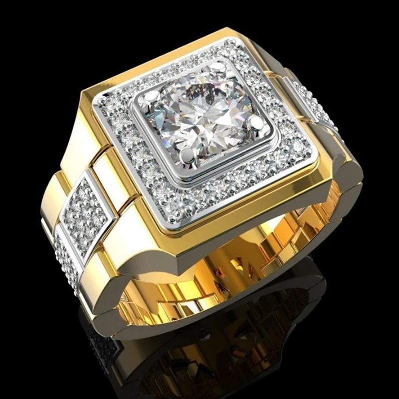 Luxury Watch Iceberg - 男性用の白い誕生石のクリスタルリング,高級ジュエリー
