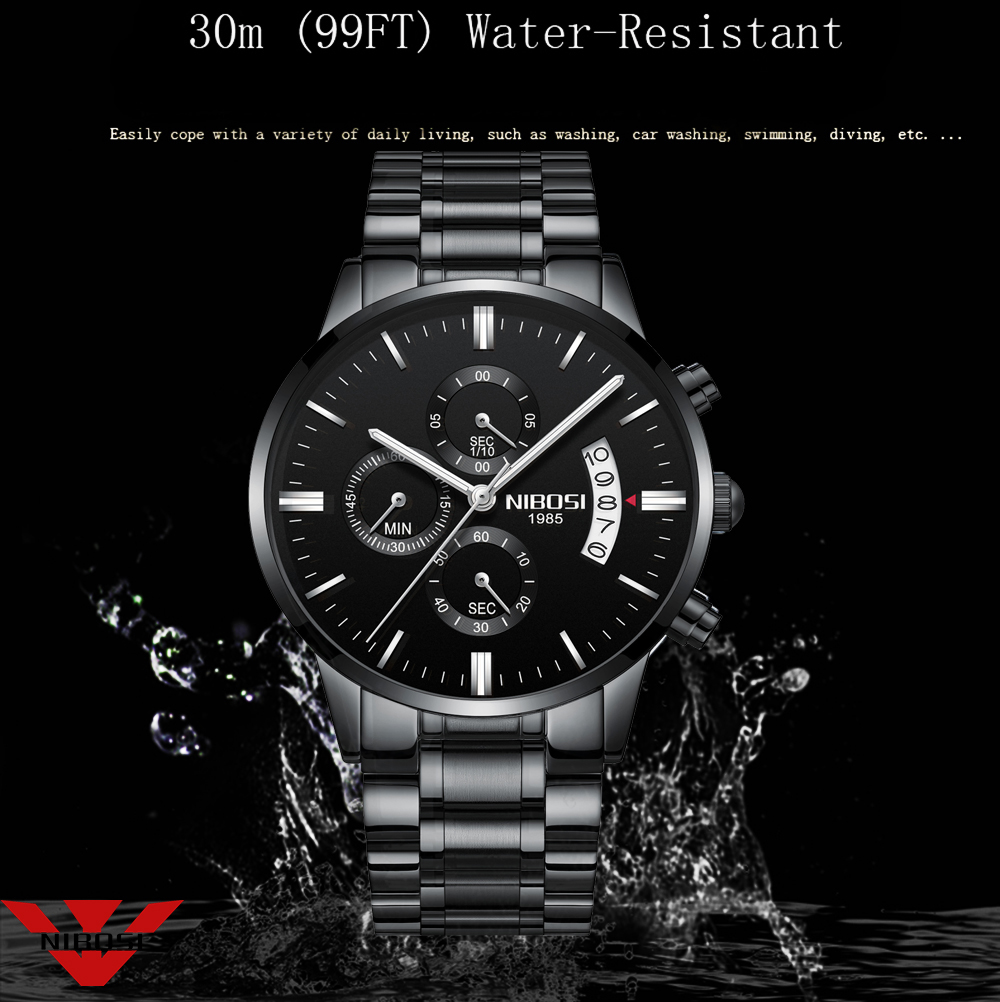 Nibosi-メンズクォーツ時計,ステンレススチールとブラッ - Luxury Watch Top 10 のレビューと価格