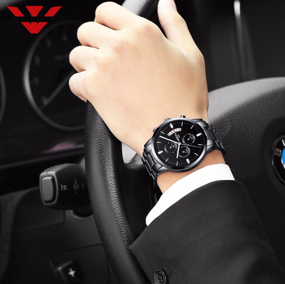 Nibosi-メンズクォーツ時計,ステンレススチールとブラッ - Luxury Watch Top 10 のレビューと価格