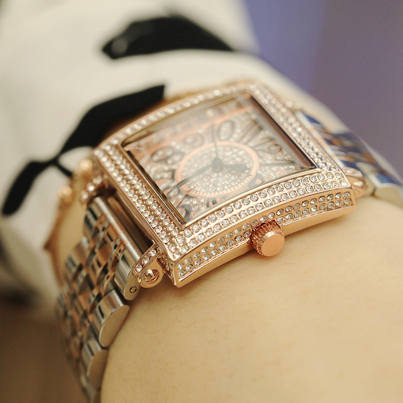 女性用スクエアクリスタルクォーツ腕時計,高品質のブランド,ラ - Luxury Watch Top 10 のレビューと価格