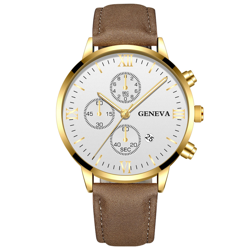 ジュネーブファッション男性日付合金ケース合成皮革アナログクォ - Luxury Watch Top 10 のレビューと価格