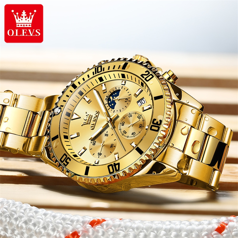 Olevs-高級メンズウォッチ,ミリタリー腕時計,ゴールド, - Luxury Watch Maker のレビューと価格