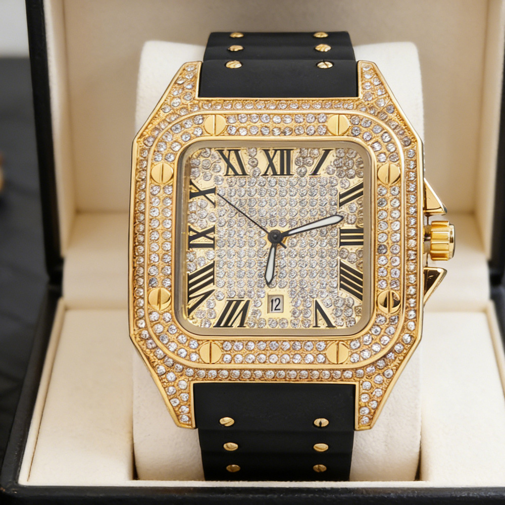 ホットファッションスクエアフルダイヤモンドクォーツ腕時計メン - Luxury Watch Iceberg のレビューと価格