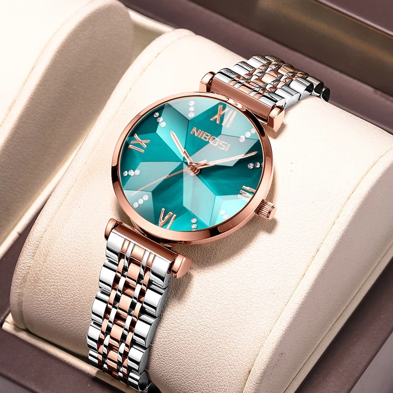 Nibosi-女性用ダイヤモンドミラー付きクォーツ時計,高級 - Luxury Watch Top 10 のレビューと価格