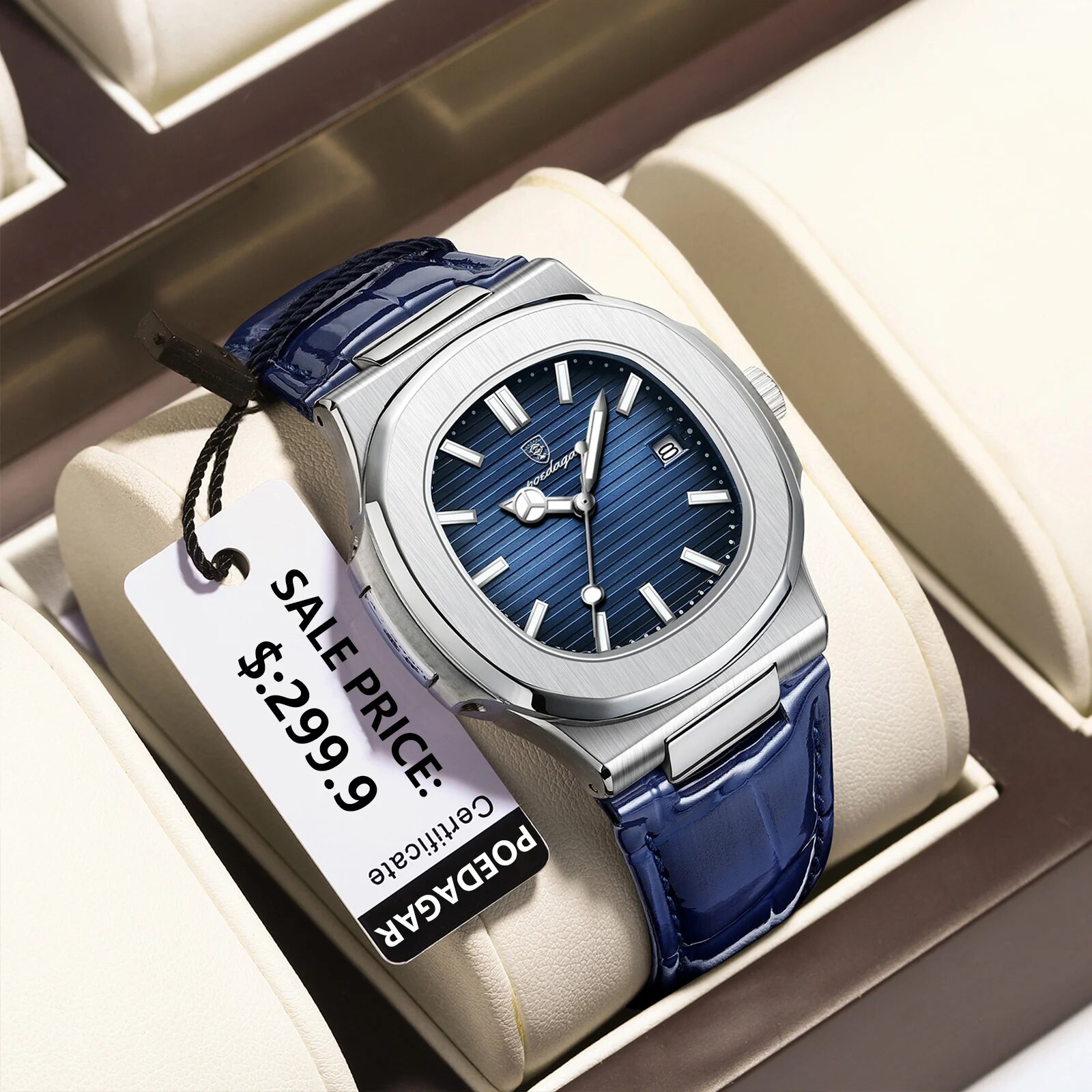 Poedagar トップ高級スクエアマン腕時計日付防水発光メ - Luxury Watch Top 10 のレビューと価格