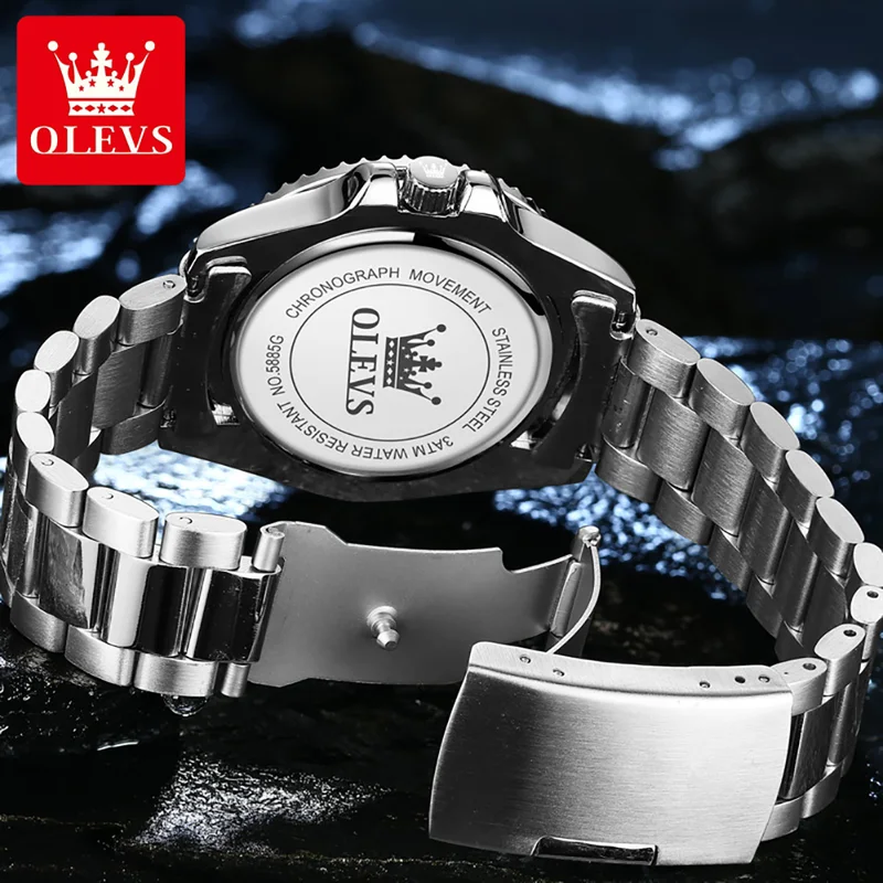 OLEVS オリジナルクォーツ時計男性用ステンレス鋼防水スポ - Luxury Watch Maker のレビューと価格