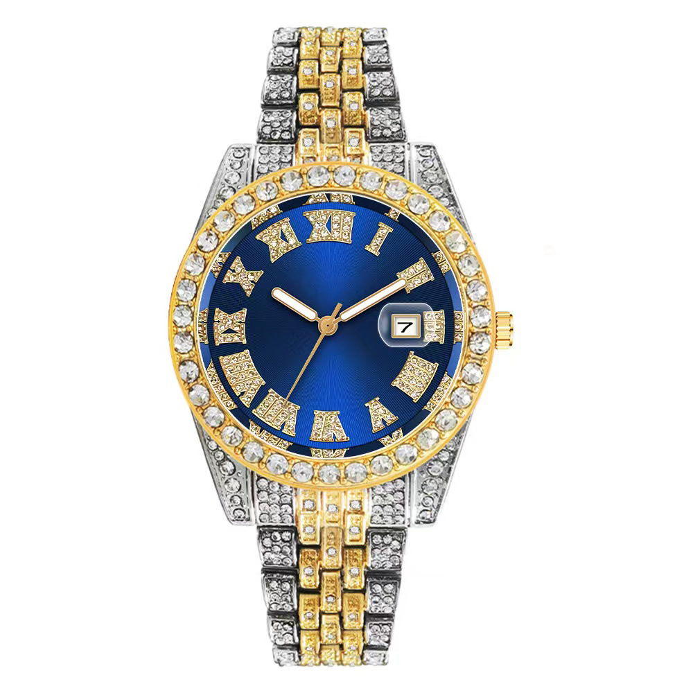 高級ヒップホップステンレススチールゴールドカラーカレンダー腕 - Luxury Watch Iceberg のレビューと価格