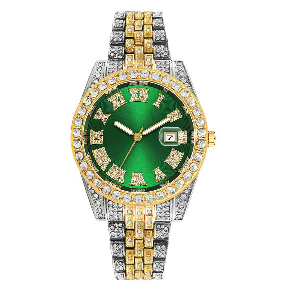 高級ヒップホップステンレススチールゴールドカラーカレンダー腕 - Luxury Watch Iceberg のレビューと価格