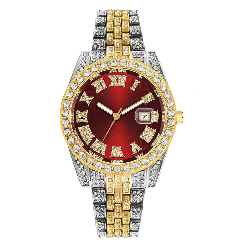 高級ヒップホップステンレススチールゴールドカラーカレンダー腕 - Luxury Watch Iceberg のレビューと価格