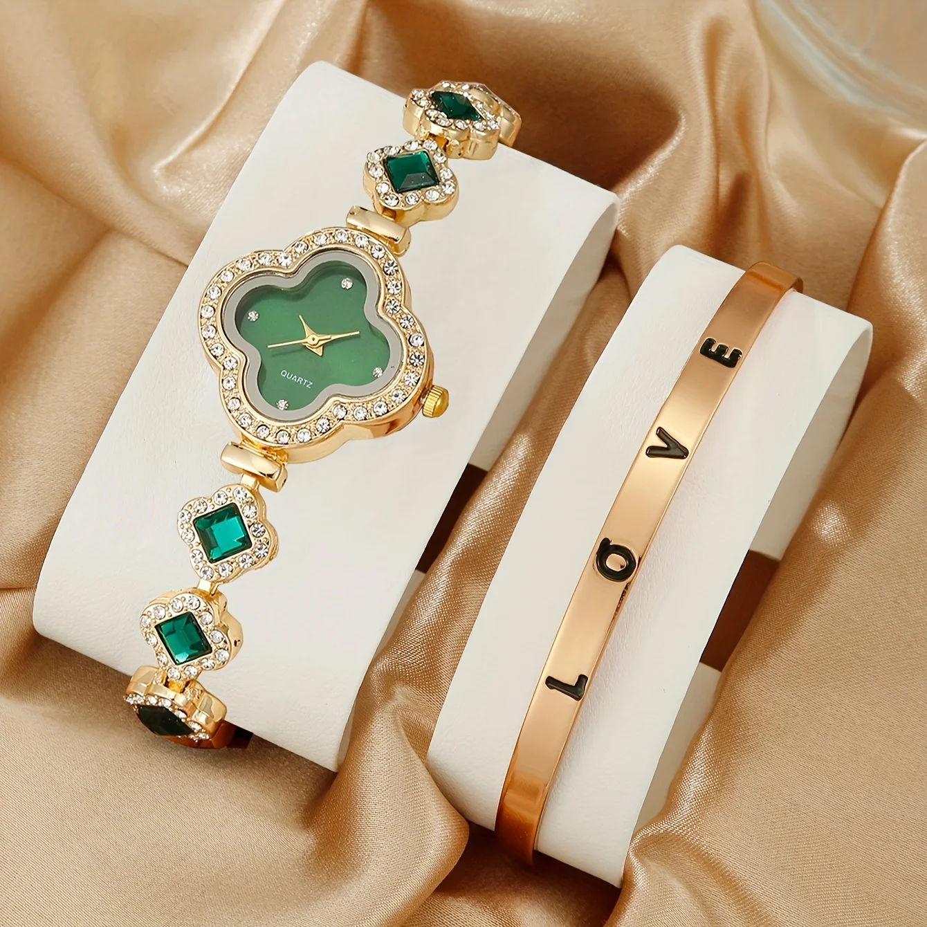 女性用ラインストーン付き時計セット,クォーツ,時計,スチール - Luxury Watch Gift For Her のレビューと価格