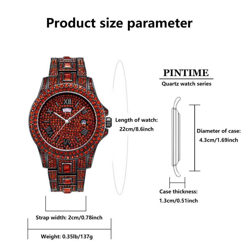 ラグジュアリーヒップホップステンレススチール製レッドカラーカ - Luxury Watch Iceberg のレビューと価格