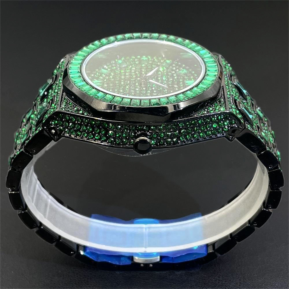 メンズクォーツ時計,グリーンダイヤモンド,自動日付時計,正方 - Luxury Watch Iceberg のレビューと価格