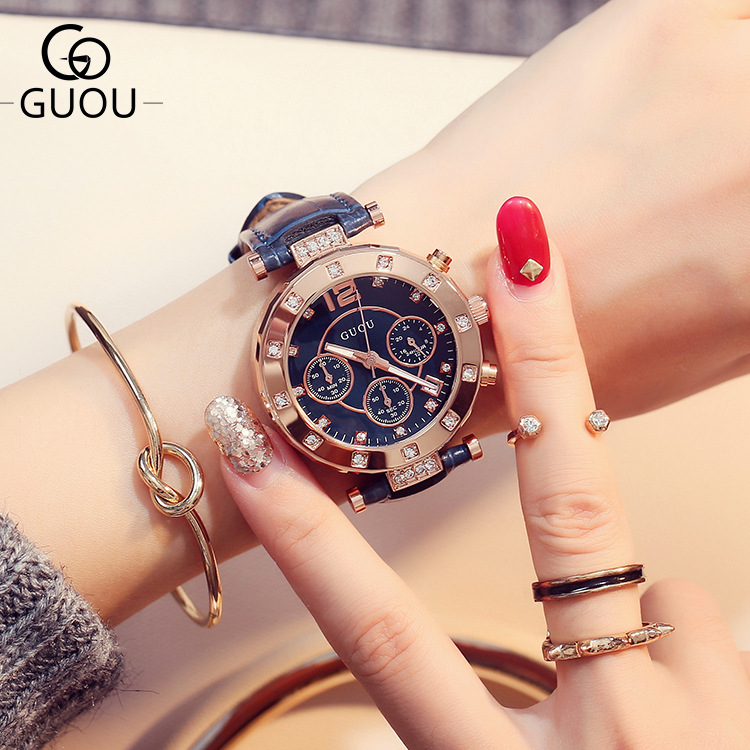 Guou-女性のための豪華なレザーウォッチ,カレンダー,ファ - Luxury Watch Top 10 のレビューと価格