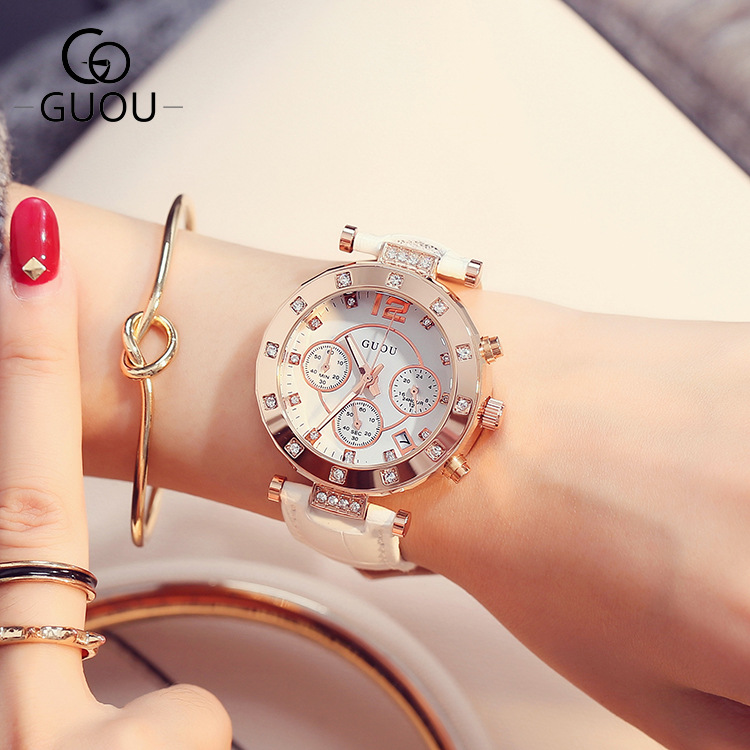 Guou-女性のための豪華なレザーウォッチ,カレンダー,ファ - Luxury Watch Top 10 のレビューと価格