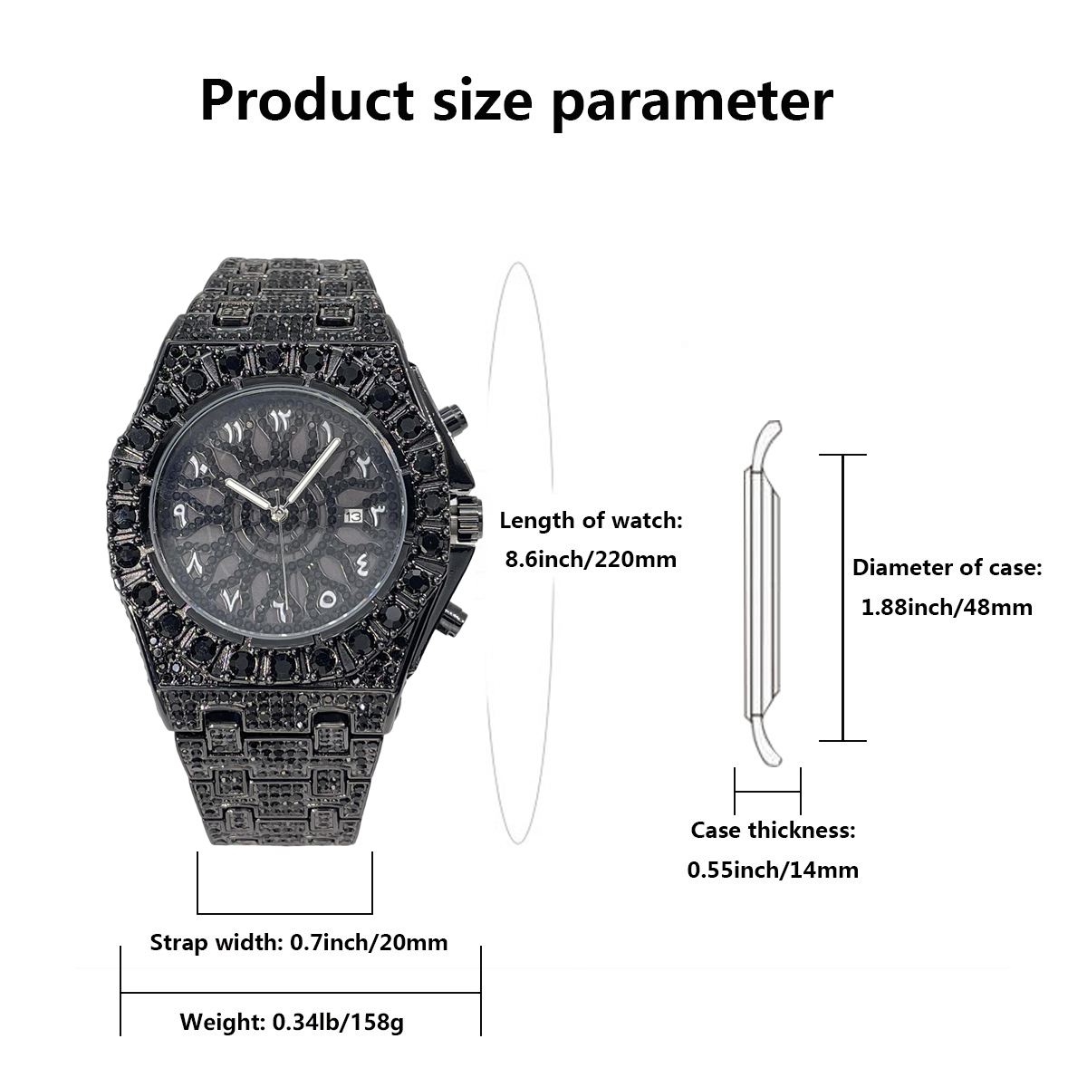 UNIGUETクールブラックダイヤモンドウォッチ メンズラグ - Luxury Watch Iceberg のレビューと価格