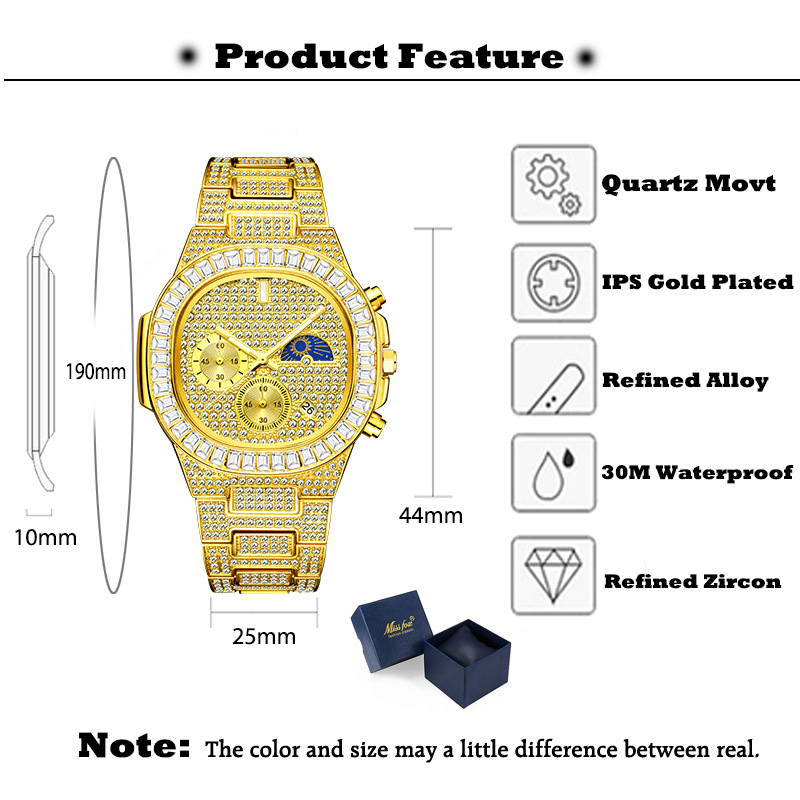 MISSFOX 高級ゴールド腕時計メンズファッションアイスア - Luxury Watch Iceberg のレビューと価格