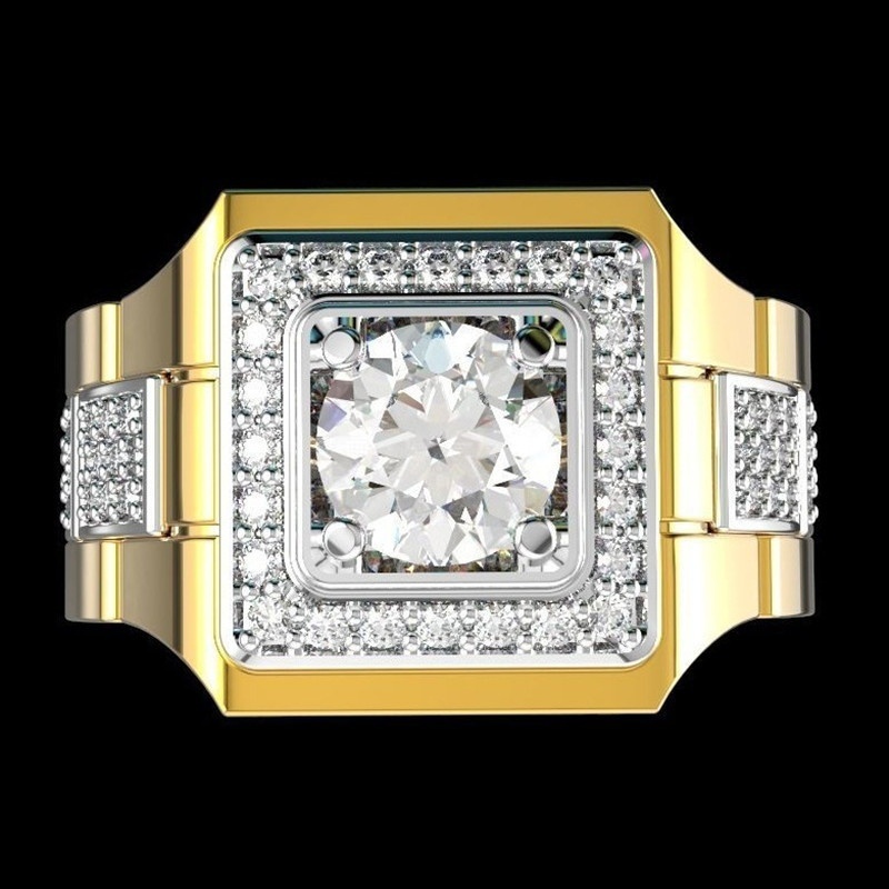 男性用の白い誕生石のクリスタルリング,高級ジュエリー - Luxury Watch Iceberg のレビューと価格