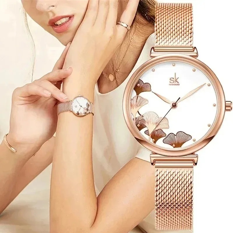 高級レディース腕時計 イチョウの葉柄 エレガント クォーツ防 - Luxury Watch Gift For Her のレビューと価格