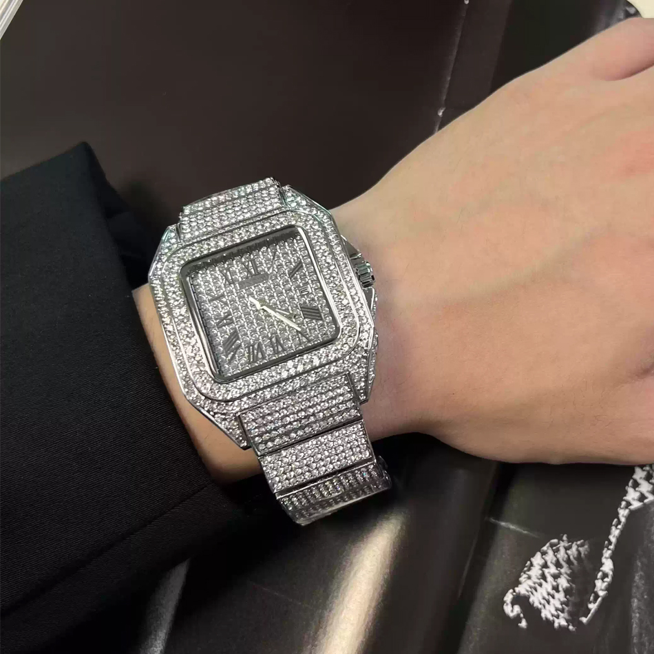ゴールドまたはブラックのウォッチ、アイスアウトスクエア腕時計 - Luxury Watch Iceberg のレビューと価格