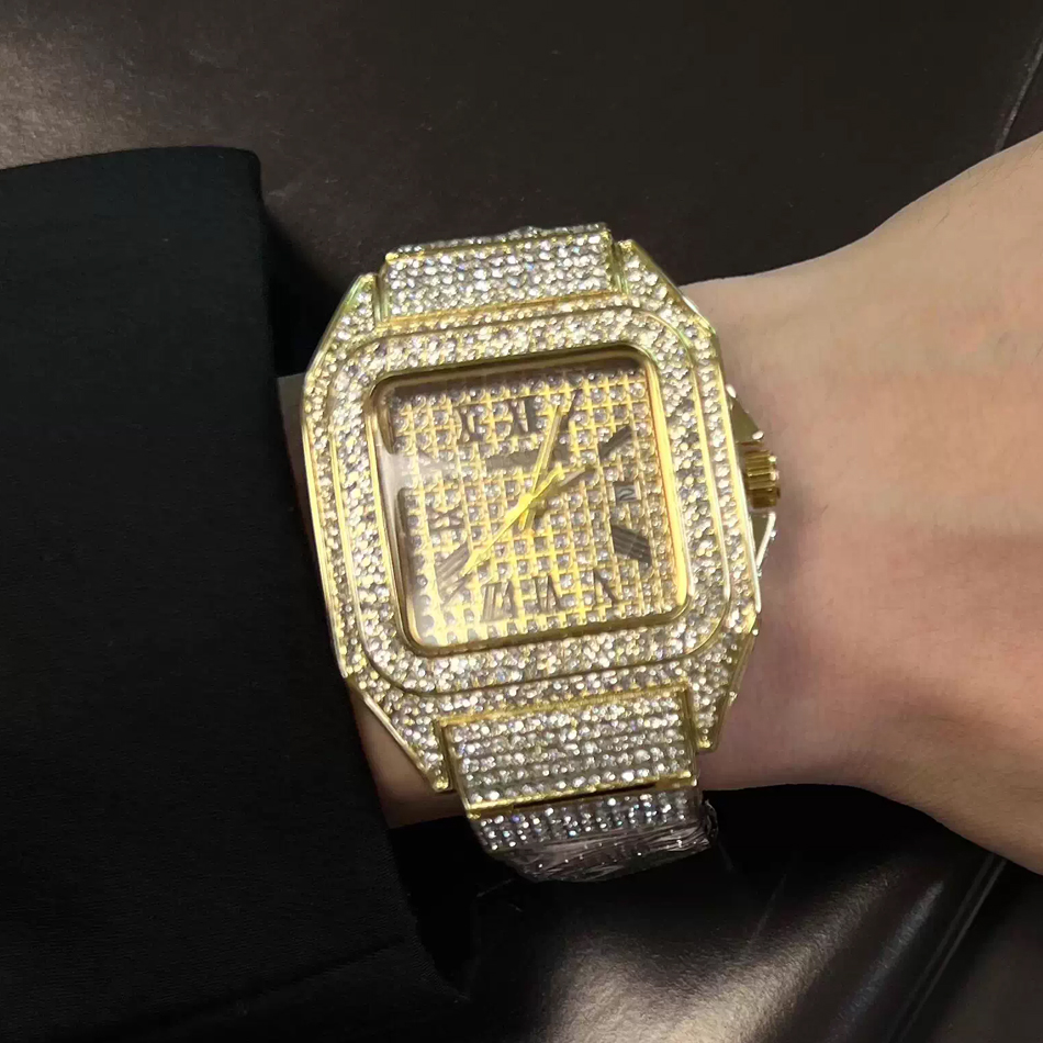ゴールドまたはブラックのウォッチ、アイスアウトスクエア腕時計 - Luxury Watch Iceberg のレビューと価格
